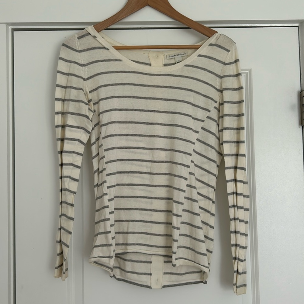 Banana republic cream and grey striped sweater